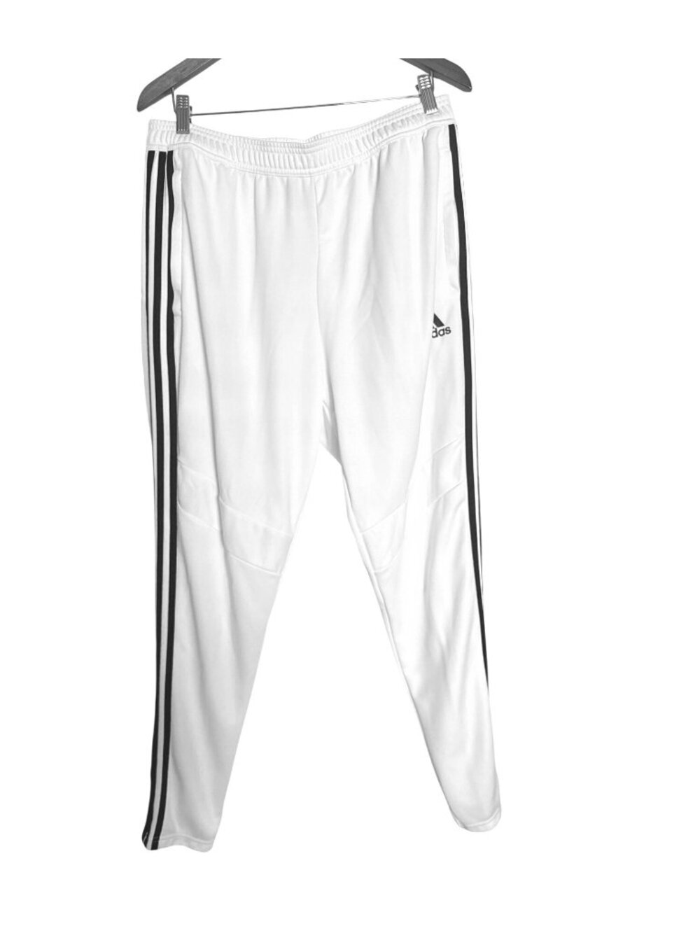 Adidas Mens White Athletic Jogger Pants With Black Stripes Size XL Polyester